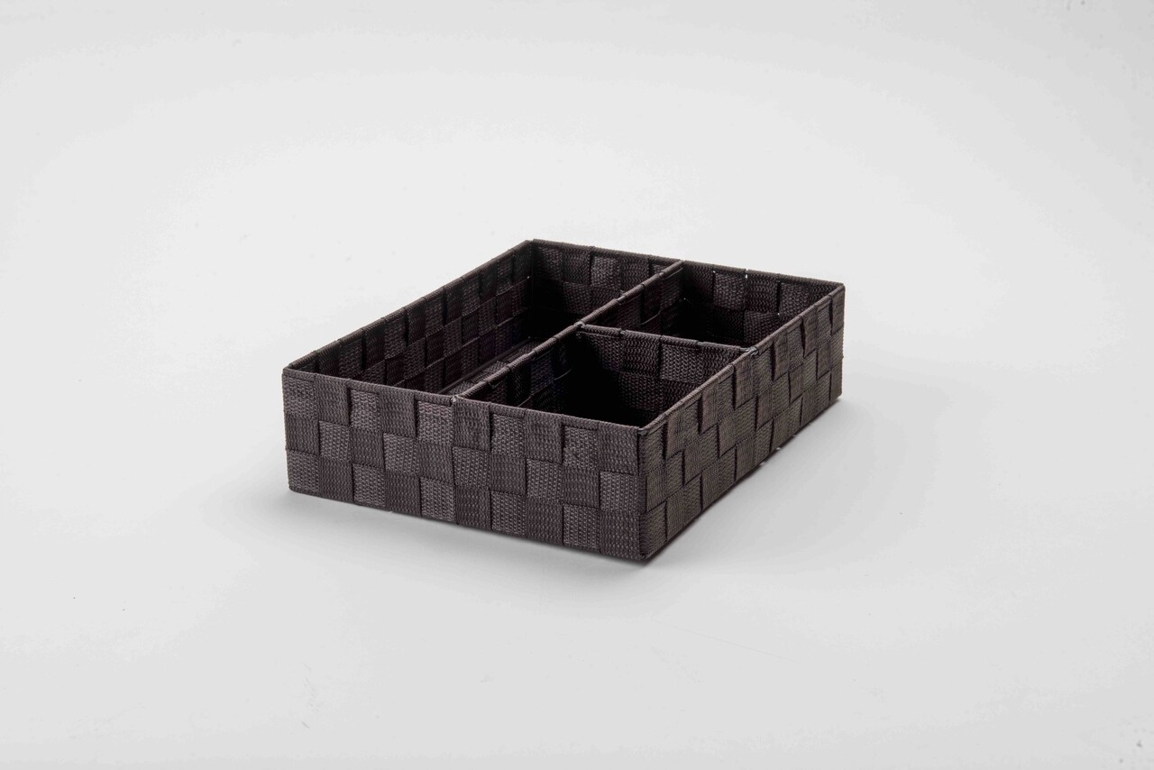 Organizator dulap cu 3 compartimente, Compactor, 32 x 25 x 8 cm, textil, maro inchis - imagine 3